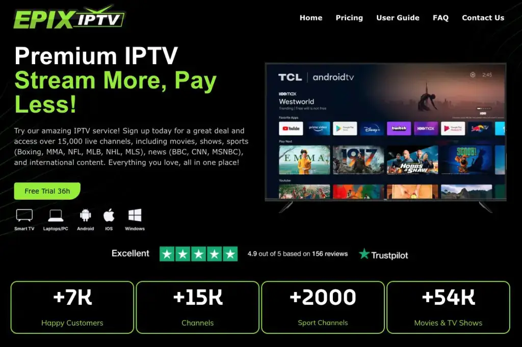 IPTV service offering extensive channel lineup